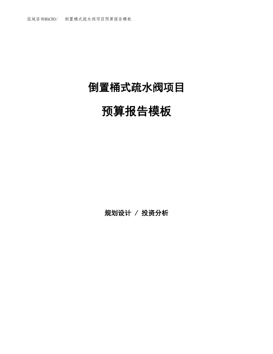 倒置桶式疏水阀项目预算报告模板.docx_第1页