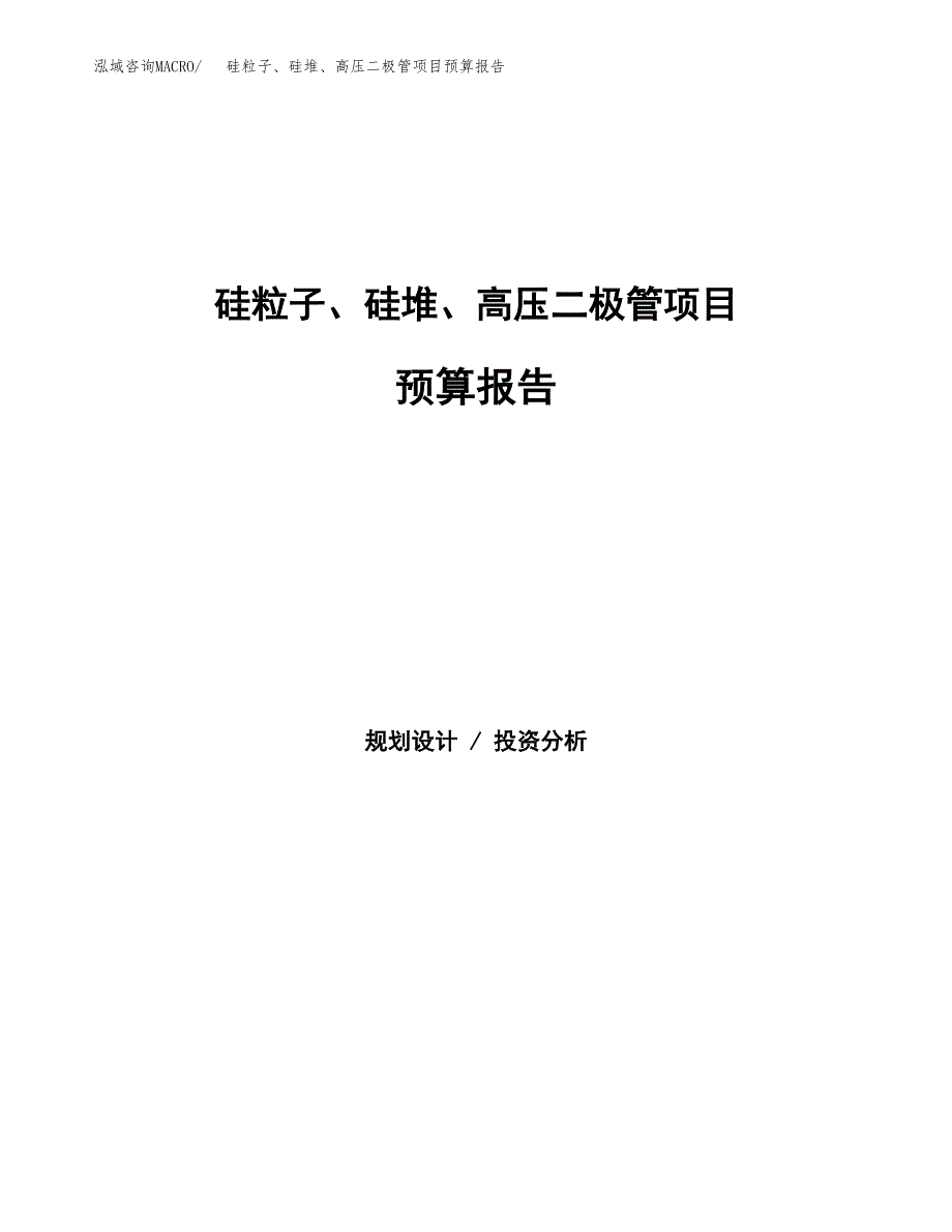 硅粒子、硅堆、高压二极管项目预算报告（总投资13000万元）.docx_第1页