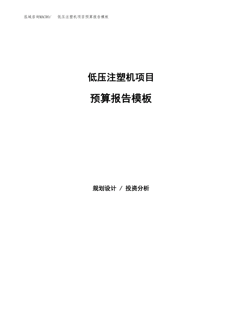 低压注塑机项目预算报告模板.docx_第1页