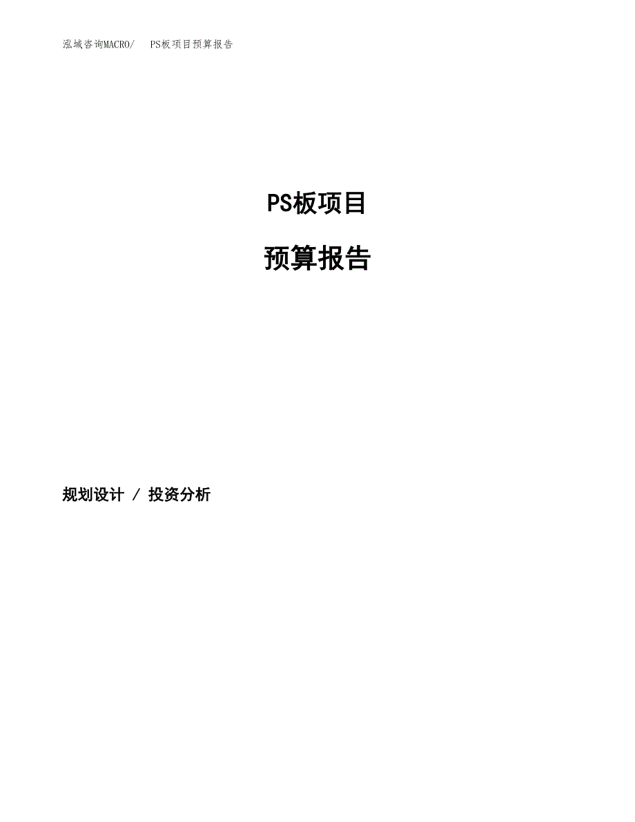 PS板项目预算报告（总投资20000万元）.docx_第1页