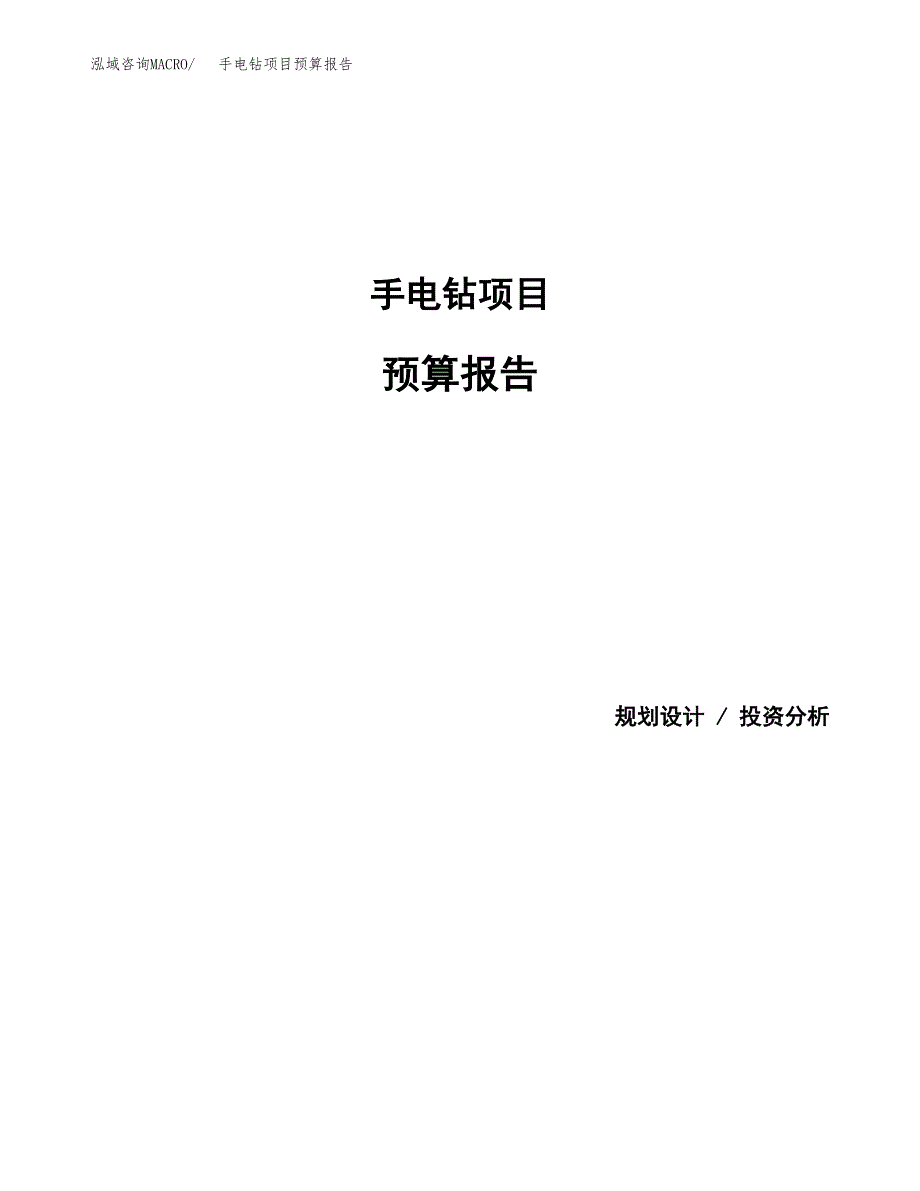 手电钻项目预算报告（总投资3000万元）.docx_第1页