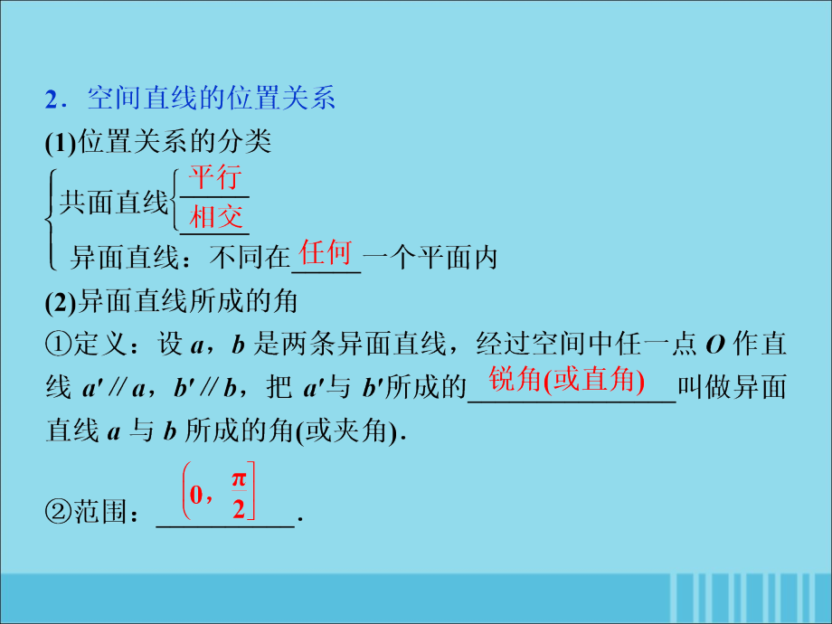 （浙江专用）2020版高考数学大一轮复习 第八章 立体几何与空间向量 第3讲 空间点、直线、平面之间的位置关系课件_第4页