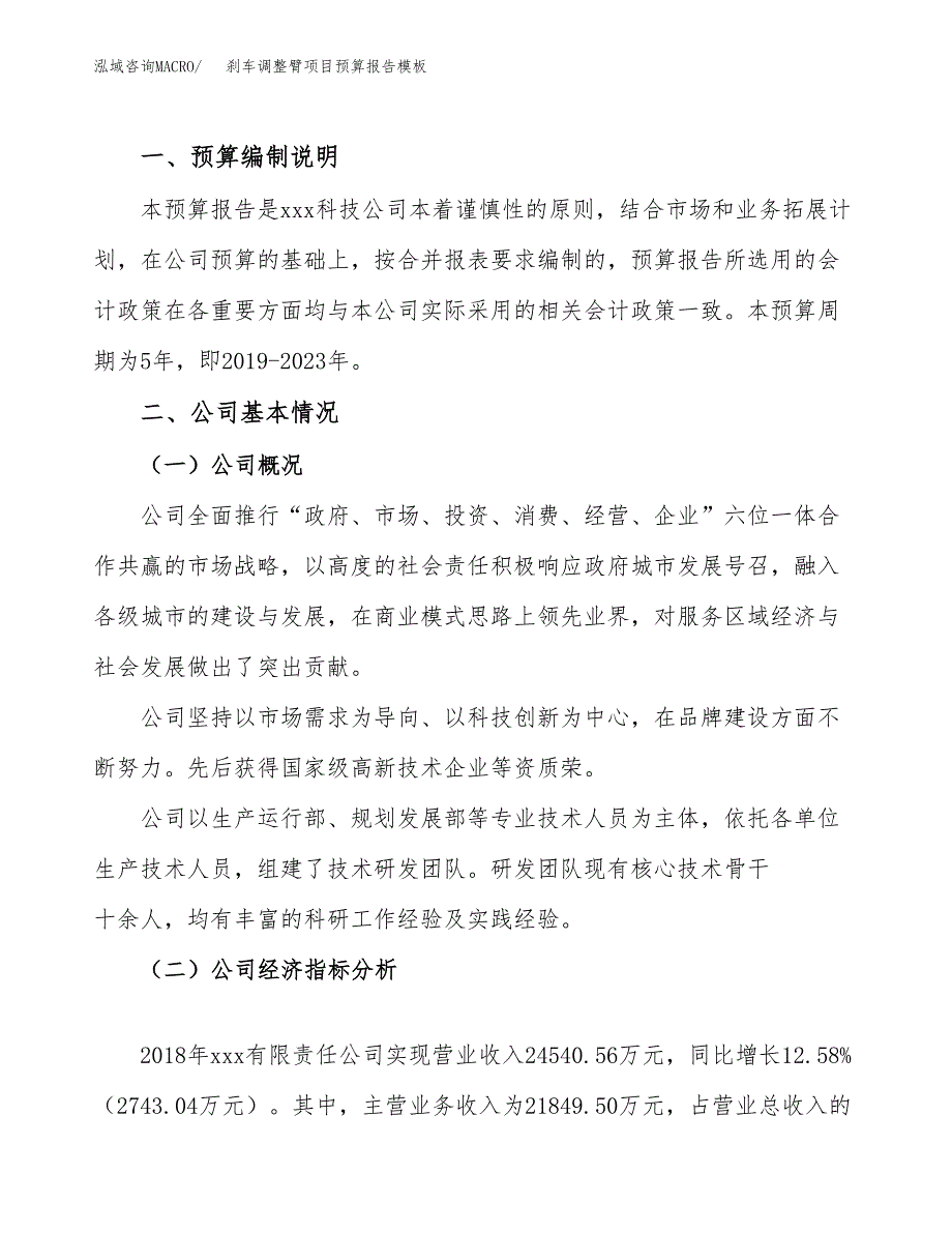 刹车调整臂项目预算报告模板.docx_第2页