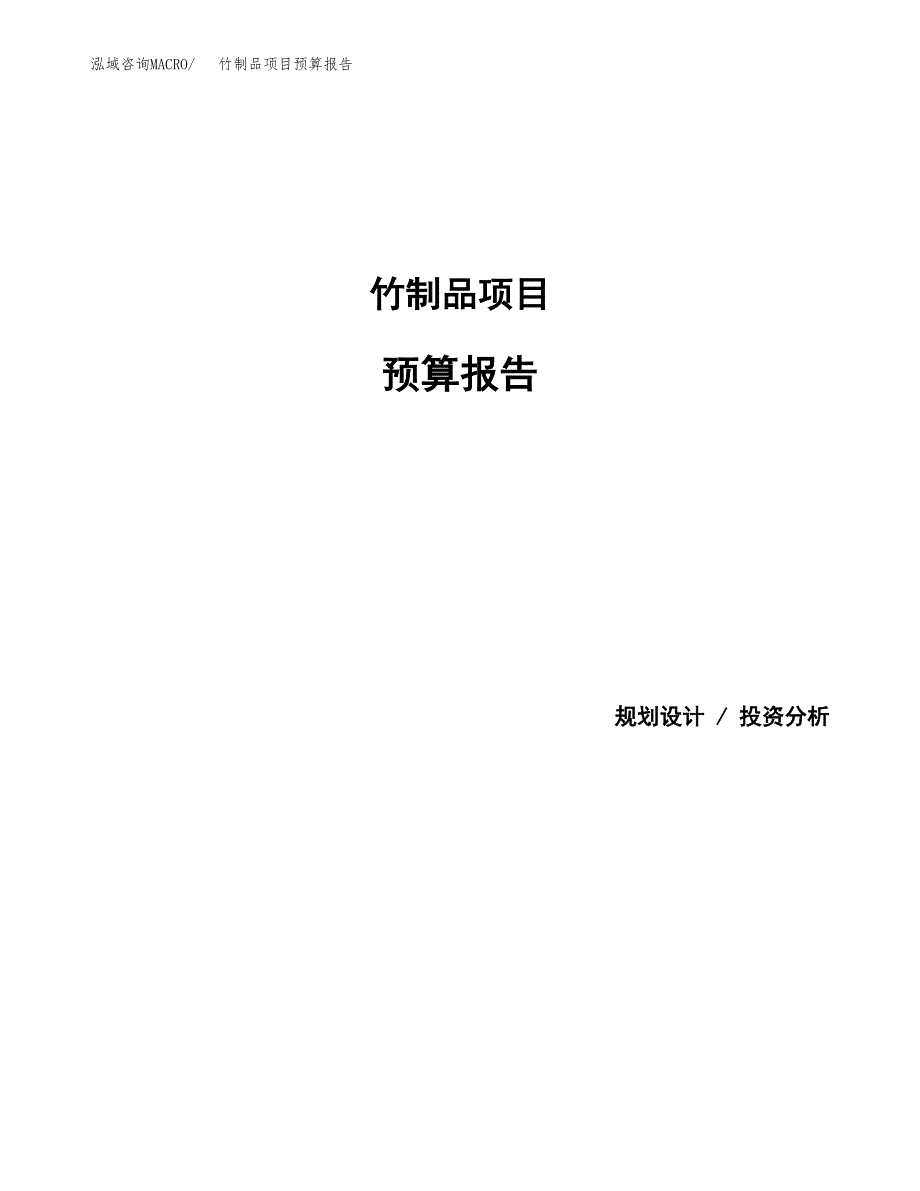 竹制品项目预算报告（总投资10000万元）.docx_第1页