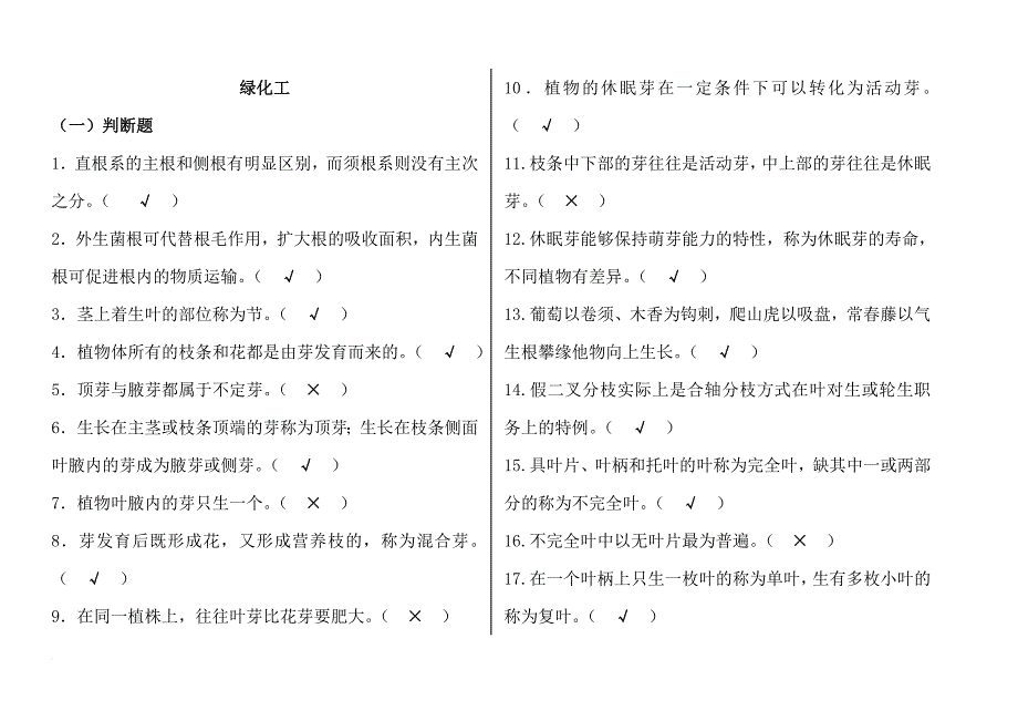 初级绿化工试题复习资料.doc_第1页