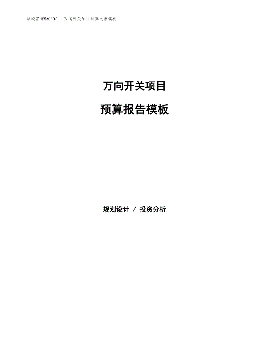 万向开关项目预算报告模板.docx_第1页