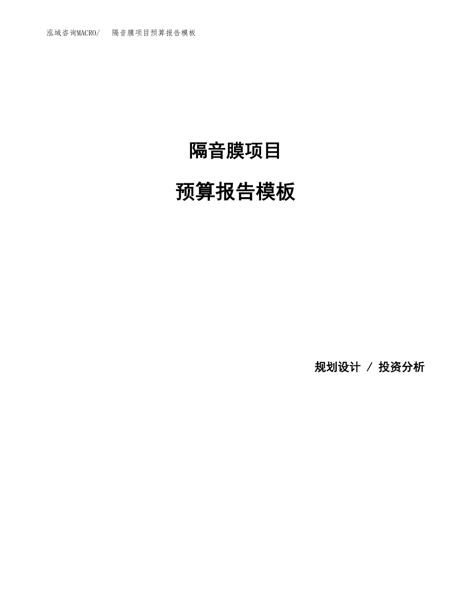 隔音膜项目预算报告模板.docx_第1页