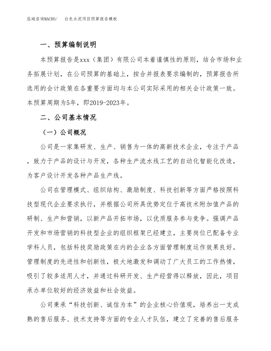 白色水泥项目预算报告模板.docx_第2页