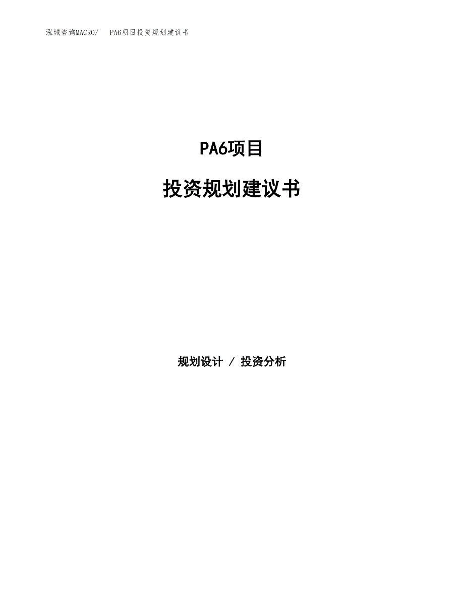 PA6项目投资规划建议书.docx_第1页