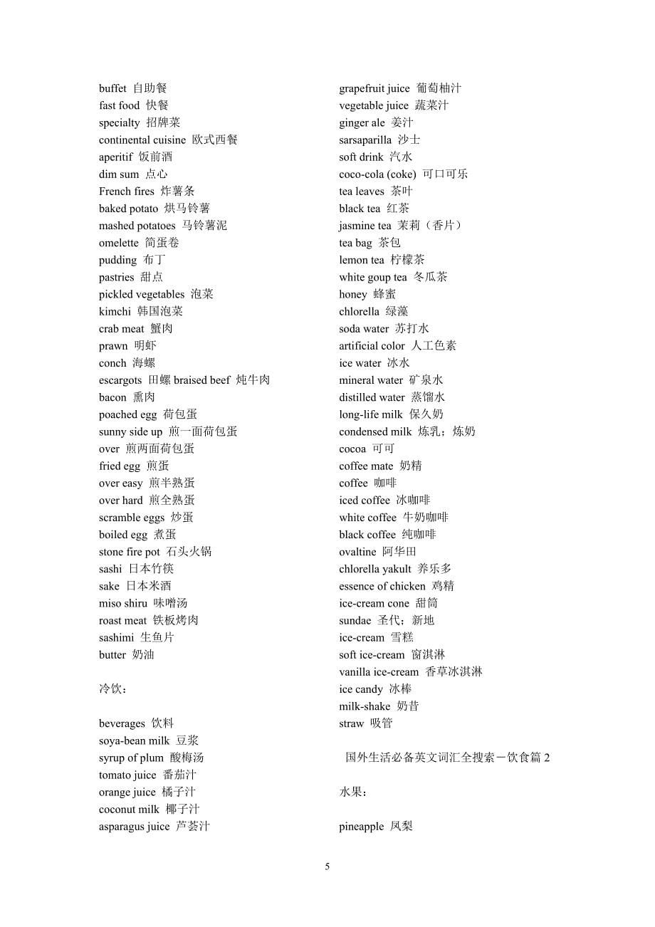 国外日常生活交流必备英文词汇整理打印版.doc_第5页