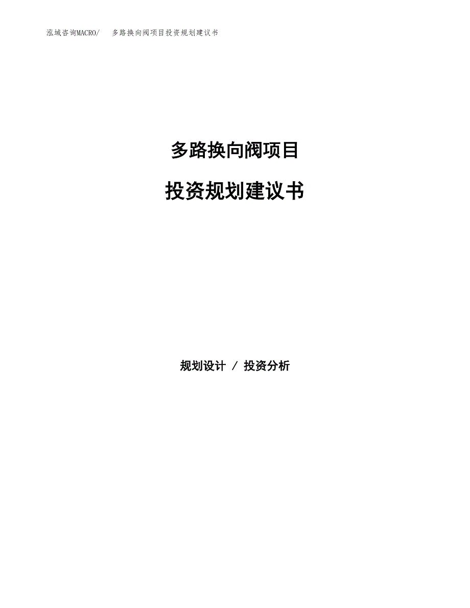 多路换向阀项目投资规划建议书.docx_第1页