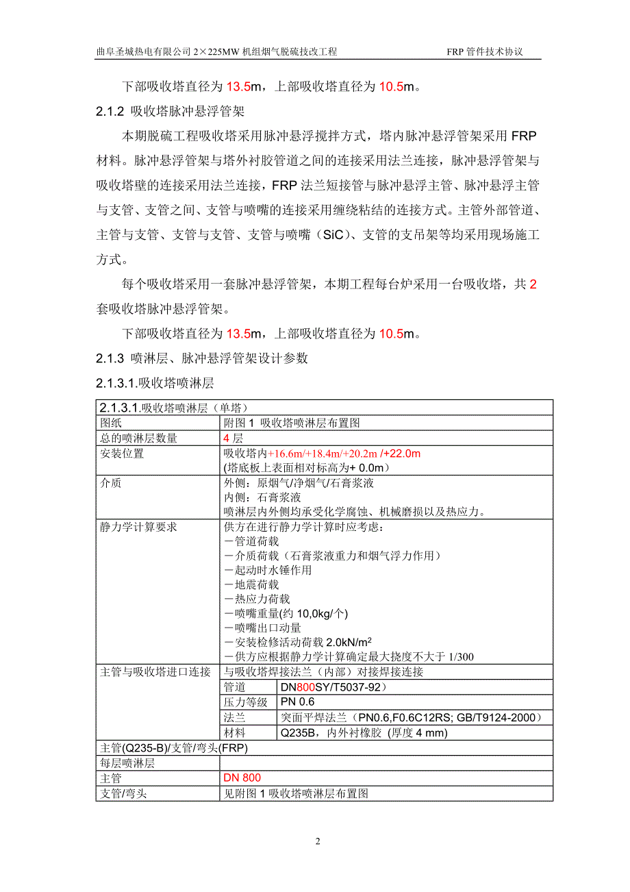 烟气脱硫技改工程喷淋层、脉冲悬浮管架及管卡技术协议_第4页