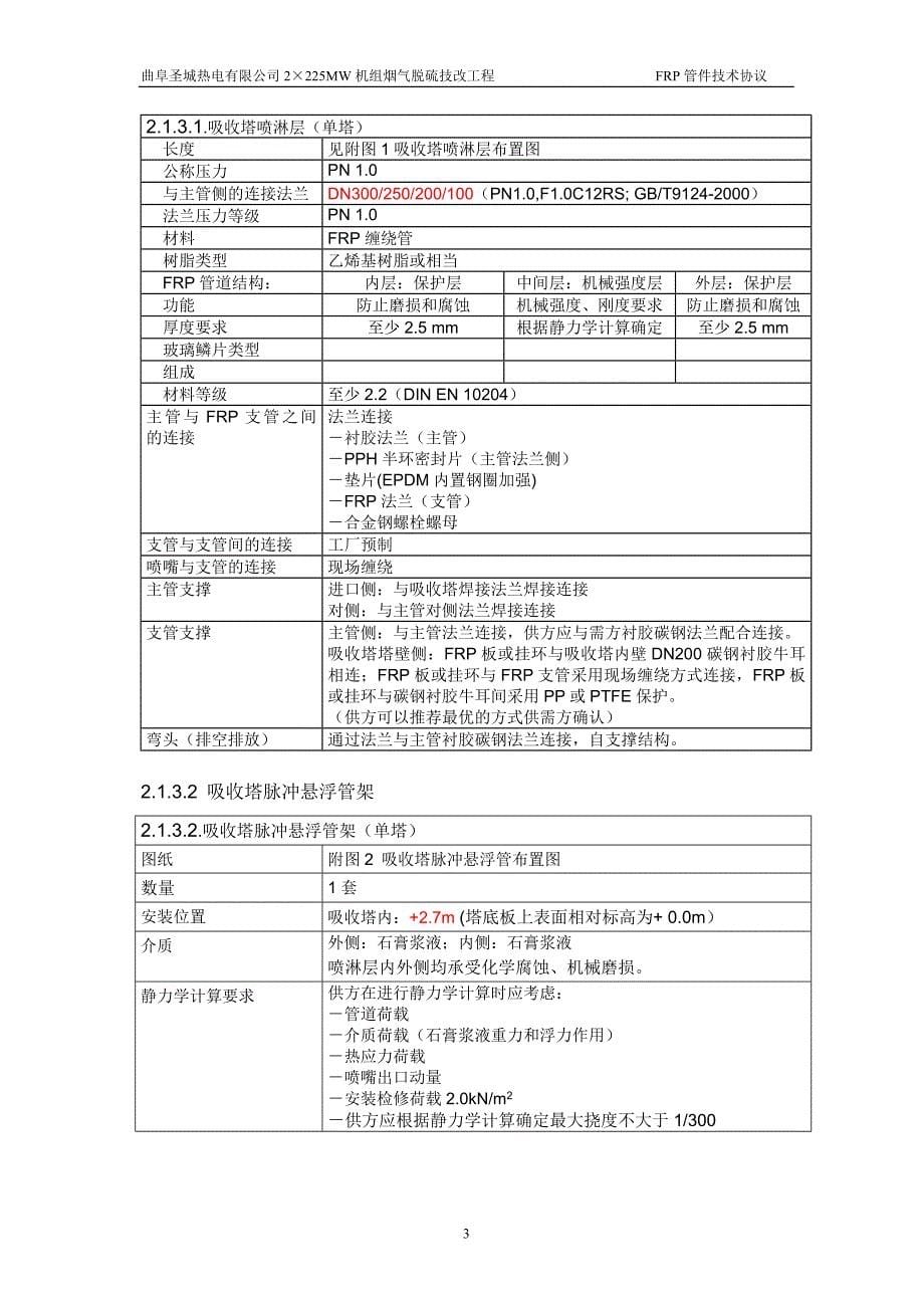 烟气脱硫技改工程喷淋层、脉冲悬浮管架及管卡技术协议_第5页