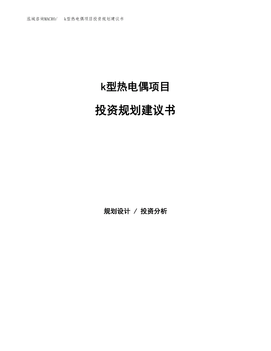 k型热电偶项目投资规划建议书.docx_第1页