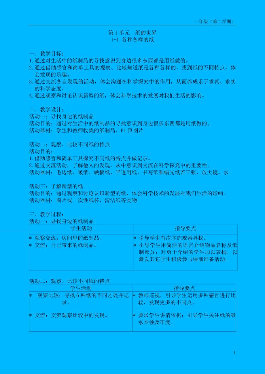 上海小学自然学科科教版)备课——一年级下)资料_第1页