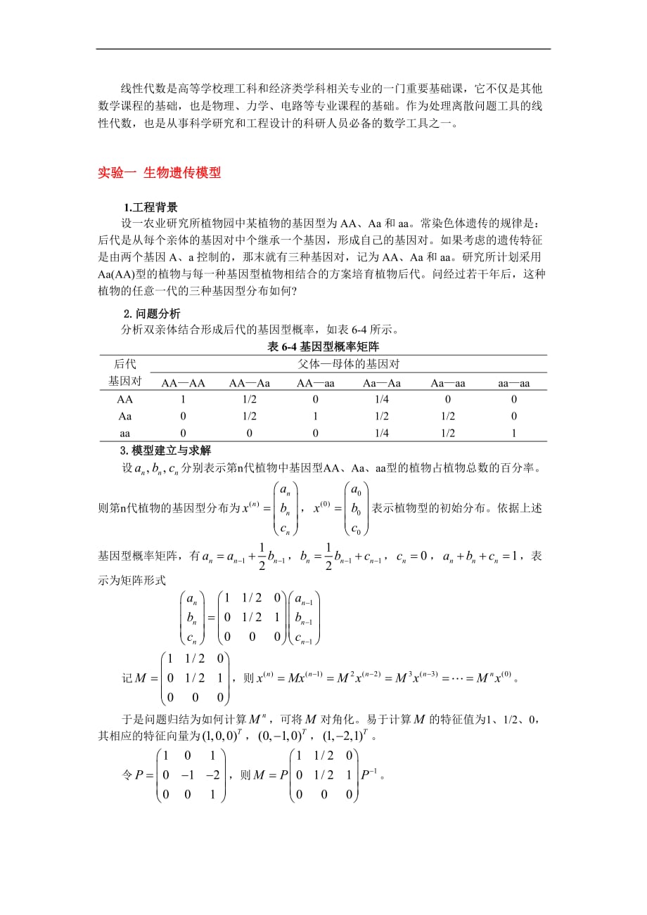 四种线性代数模型.doc_第1页