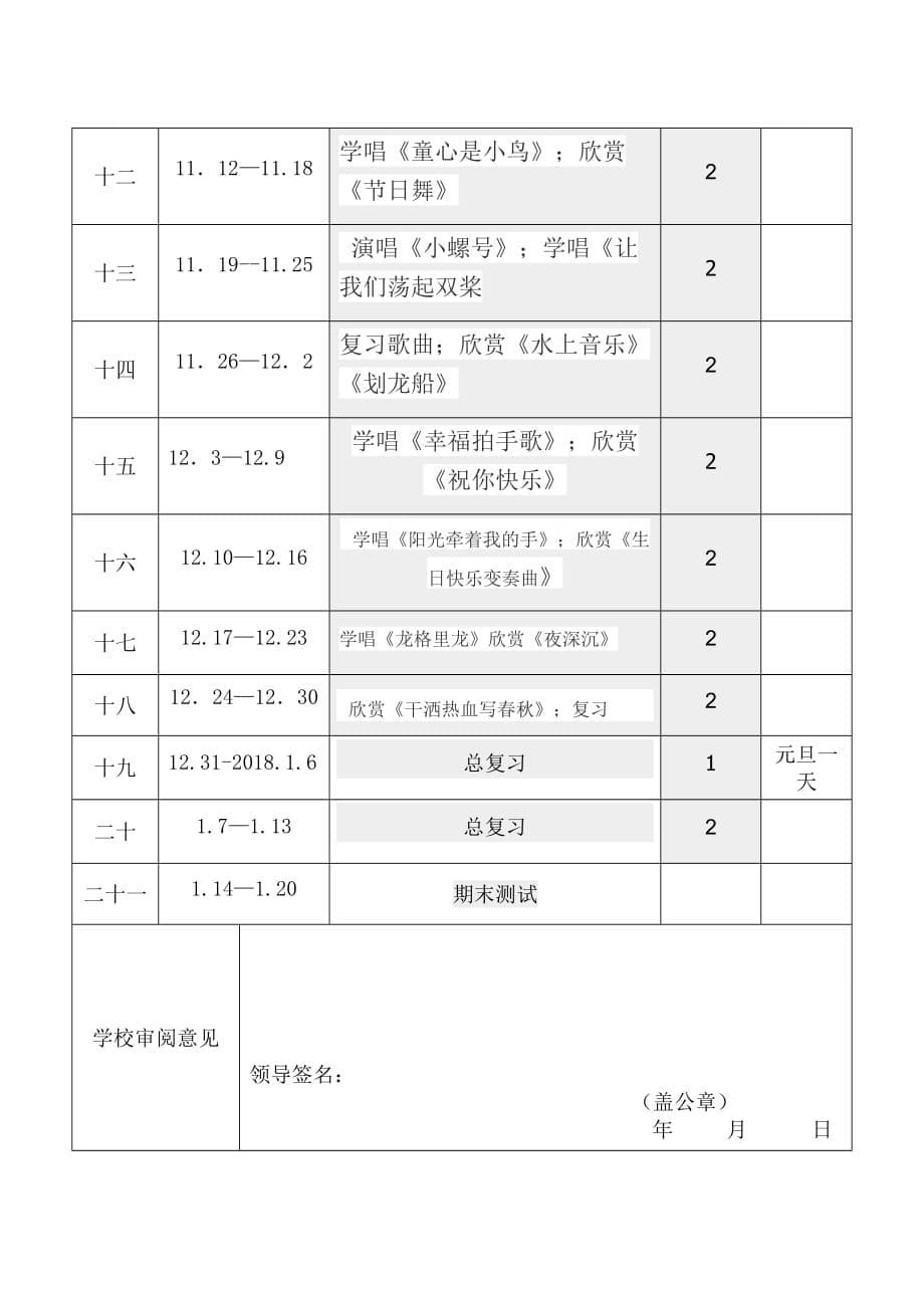  四年级音乐上册计划(含进度表)_第5页