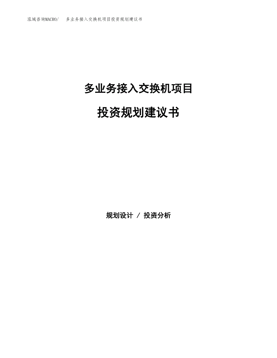 多业务接入交换机项目投资规划建议书.docx_第1页