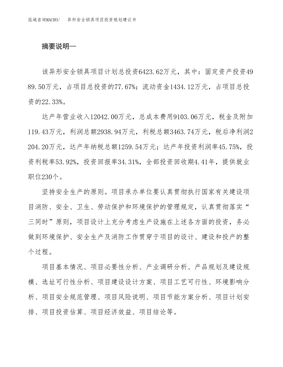 异形安全锁具项目投资规划建议书.docx_第2页