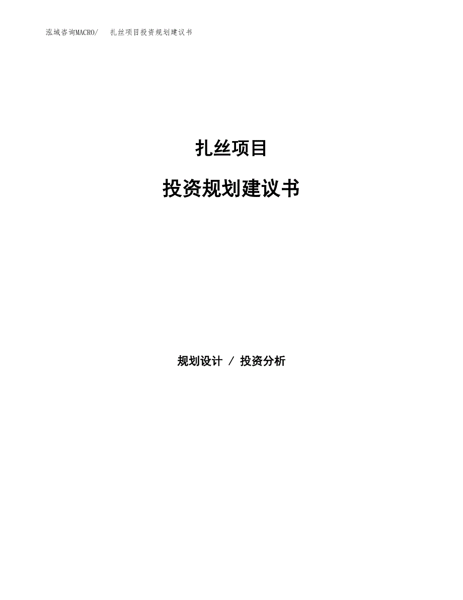 扎丝项目投资规划建议书.docx_第1页