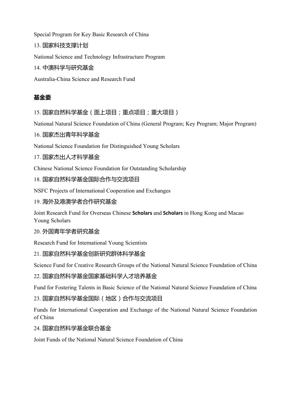 国内部分基金项目名称的中英文对照翻译(供参考。2015-11-24).doc_第2页