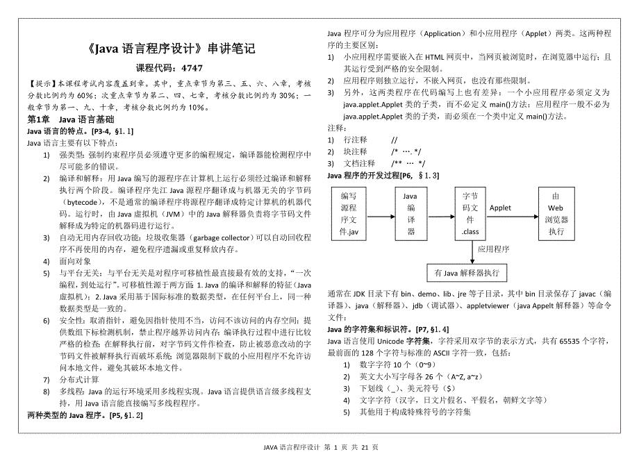 4747 java自考复习资料串讲笔记完整版无水印