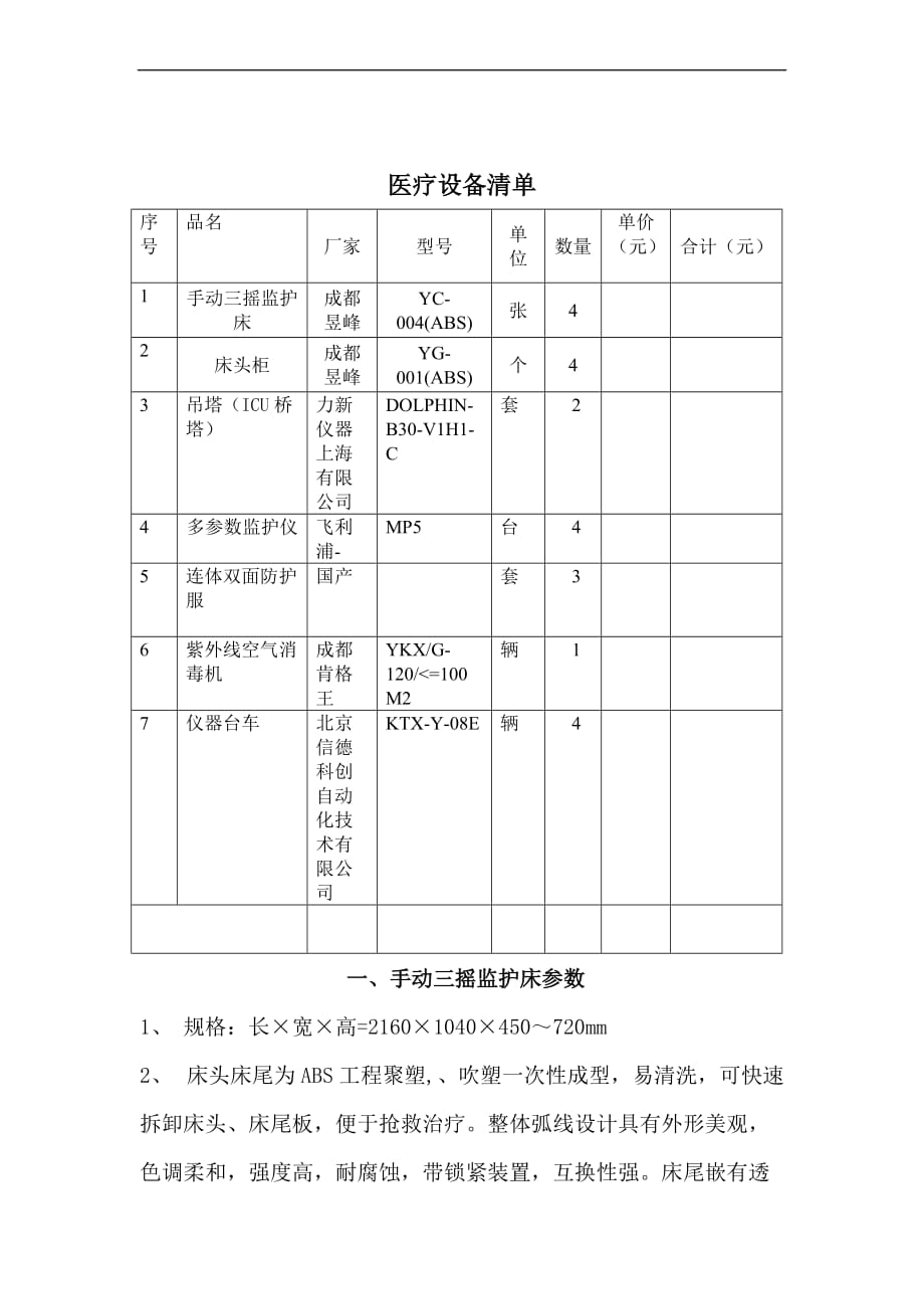 医疗设备清单.doc_第1页
