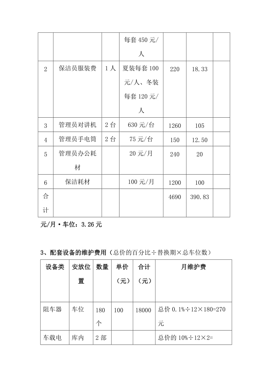 地下停车位管理费用明细.doc_第3页