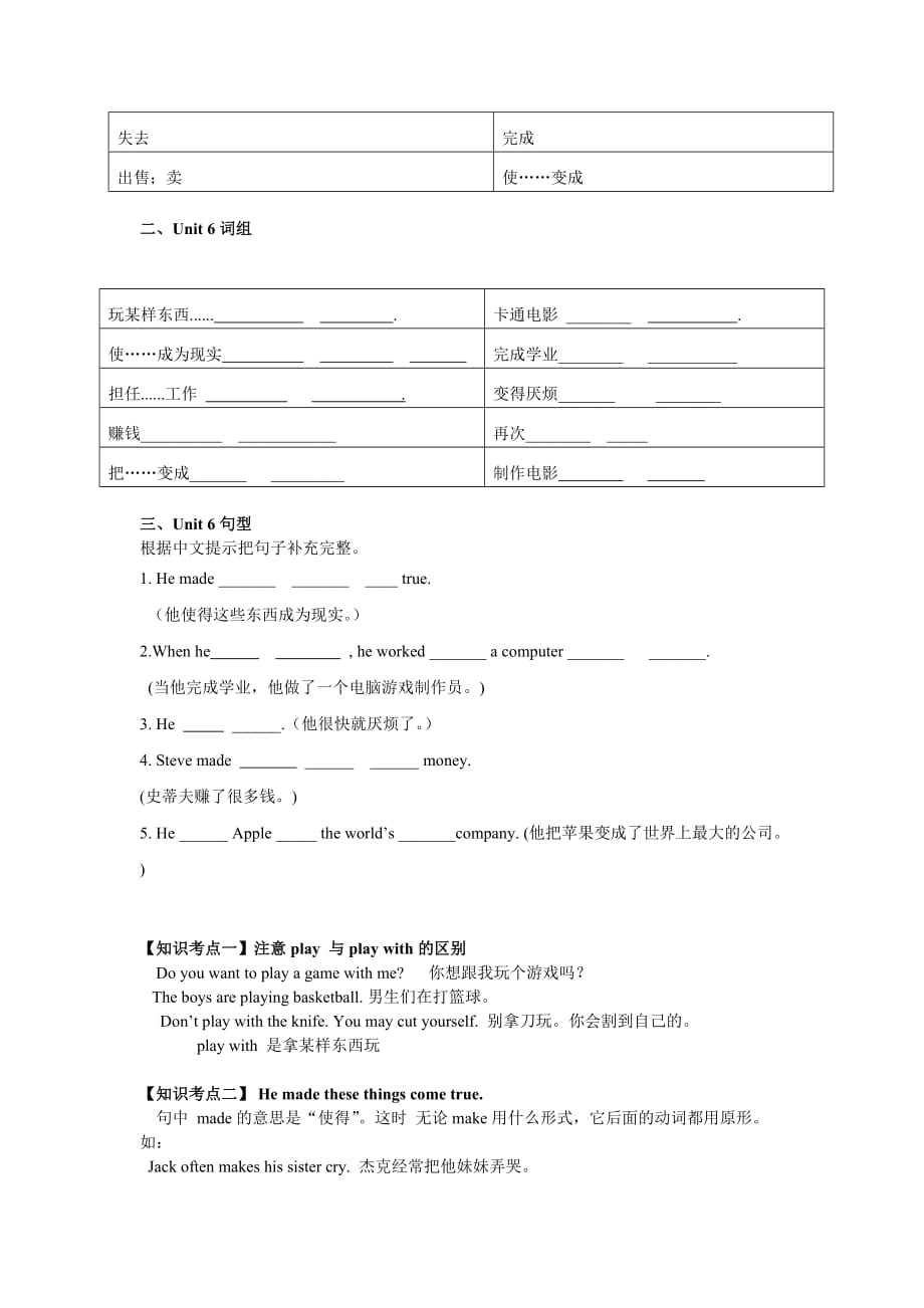 广州版小学英语六年级下册《Unit 6 Steve Jobs》word教案 (2)_第2页