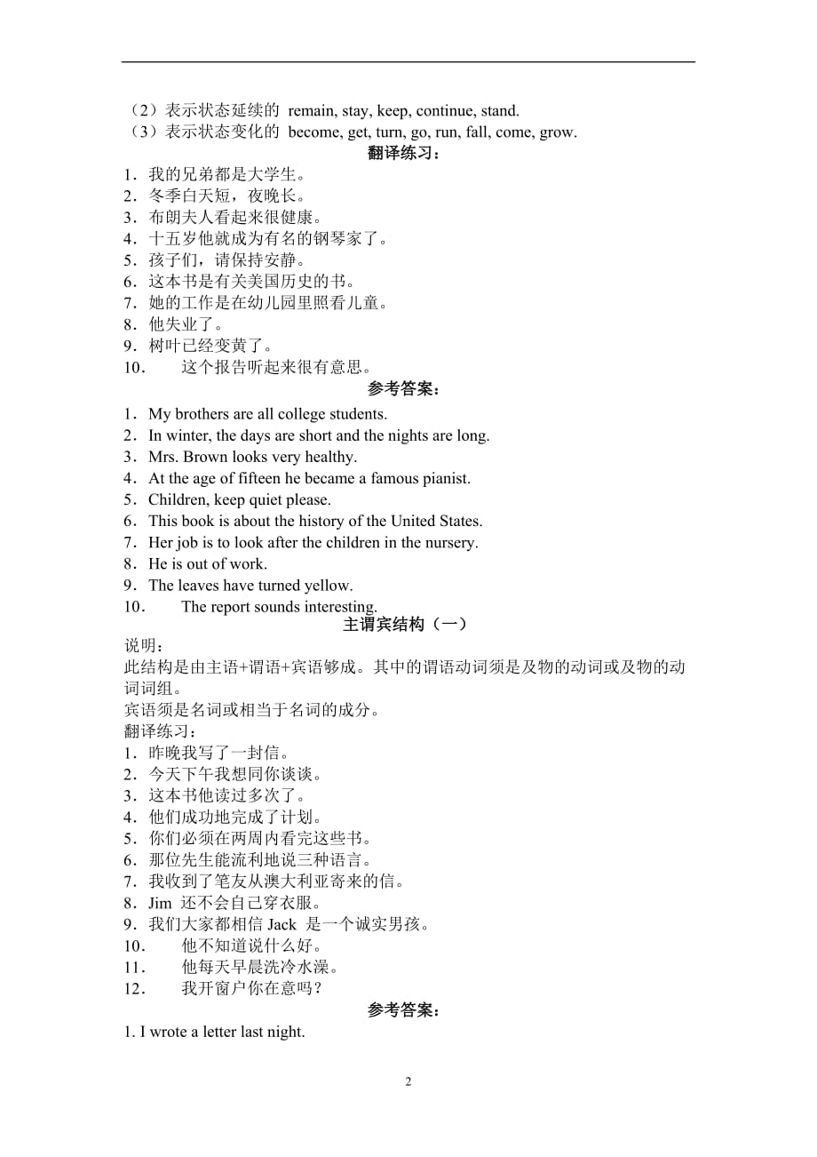 基本句型句子翻译练习.doc_第2页