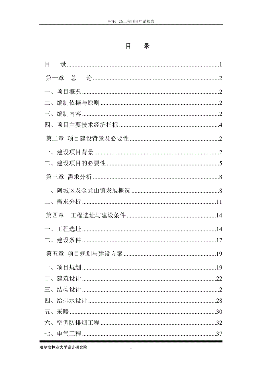 亨泽广场工程项目申请报告_第1页