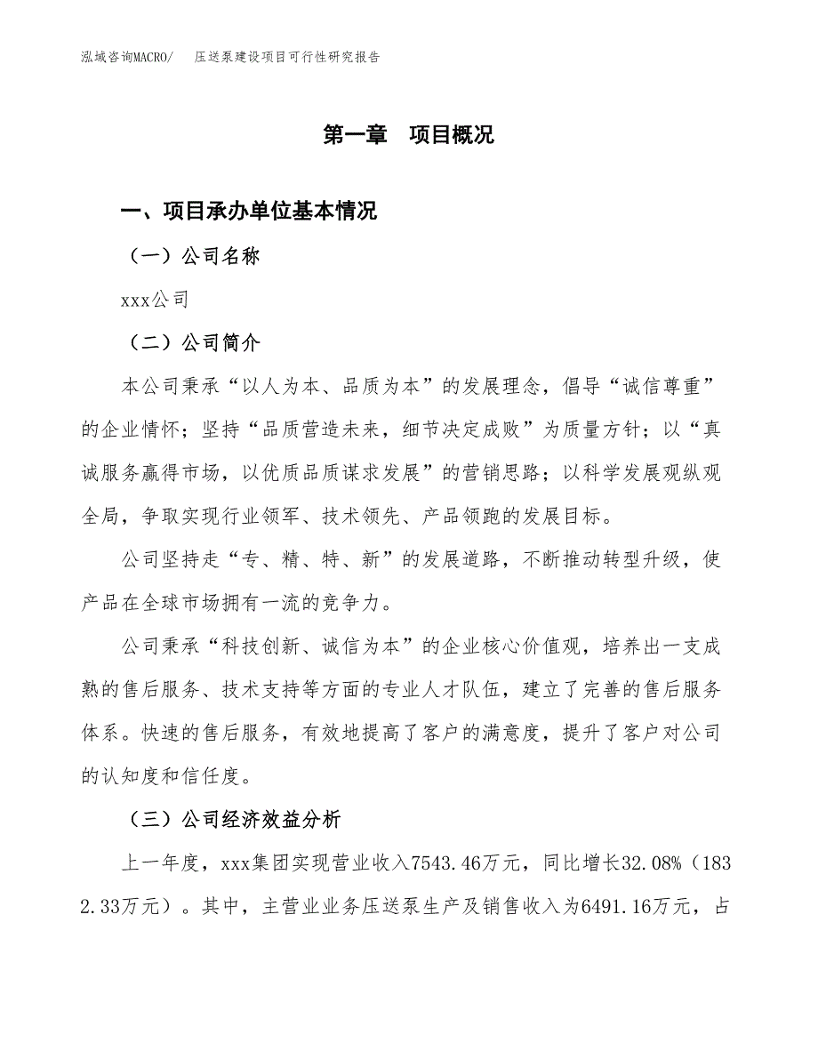 压送泵建设项目可行性研究报告（word下载可编辑）_第4页