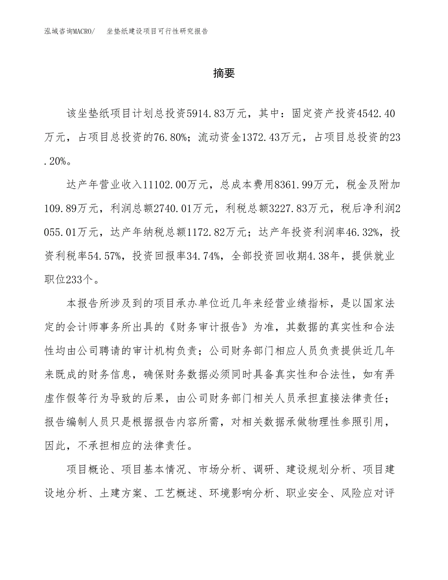 坐垫纸建设项目可行性研究报告（word下载可编辑）_第2页