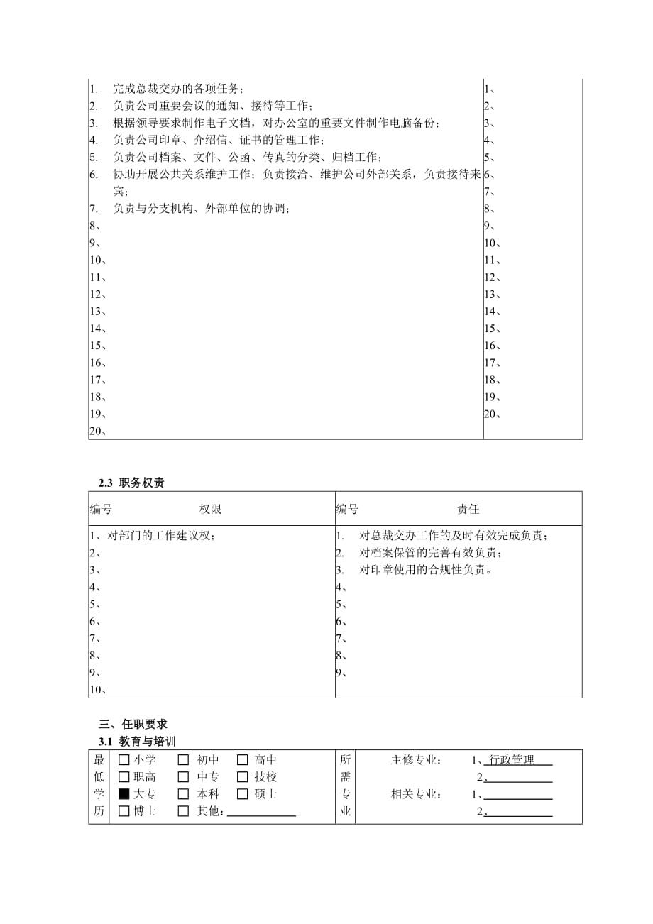 人力资源与行政部职务说明大全_7_第2页