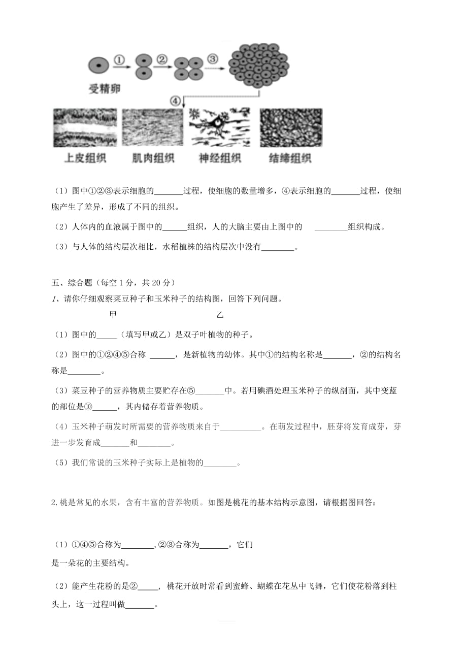 山西省大同市矿区2017_2018学年七年级生物上学期期末考试试题新人教版_第4页