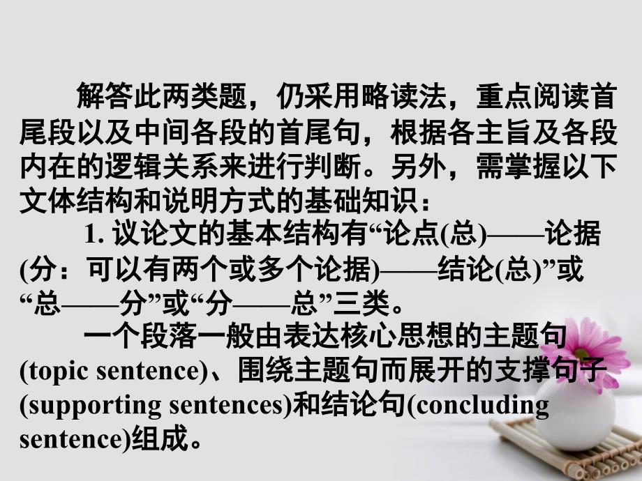 2018高考英语大一轮复习 阅读微技能 20 文章的基本结构课件 新人教版_第2页