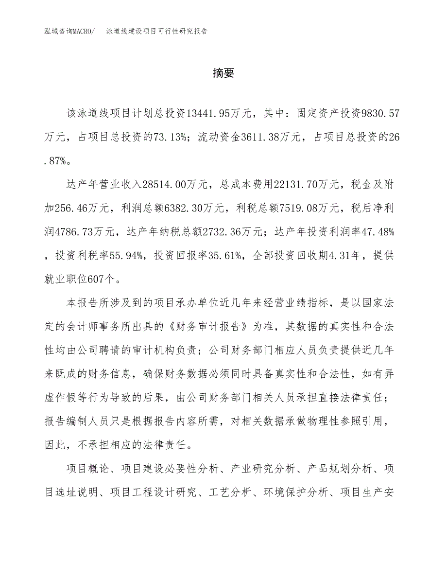 泳道线建设项目可行性研究报告（word下载可编辑）_第2页