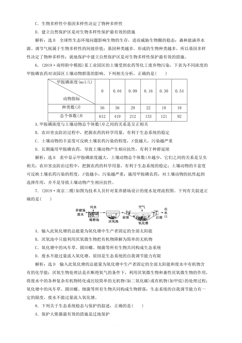 2020版江苏高考专版生物一轮复习课时跟踪检测三十七生态环境的保护含解析_第2页