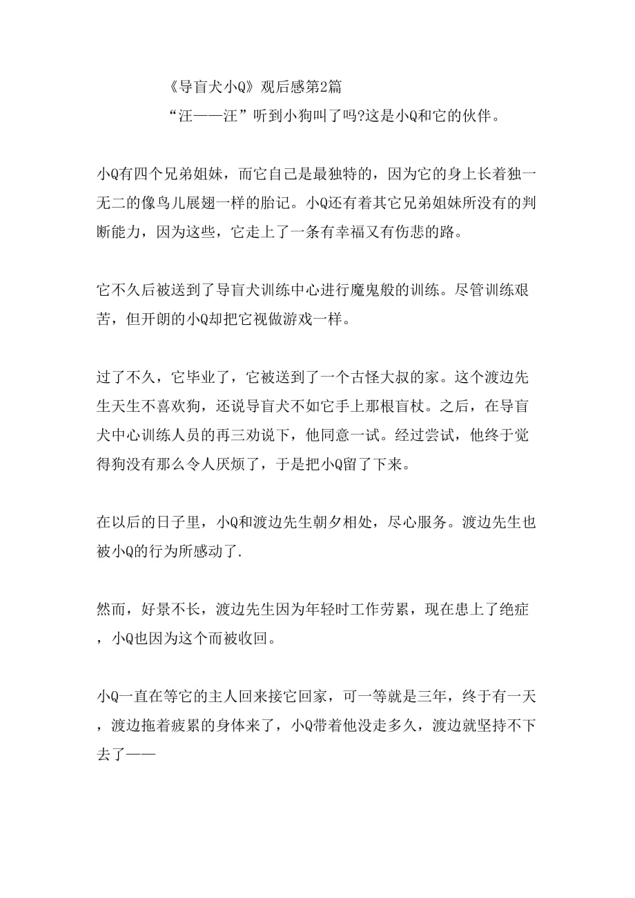 2019年导盲犬小q观后感_第4页