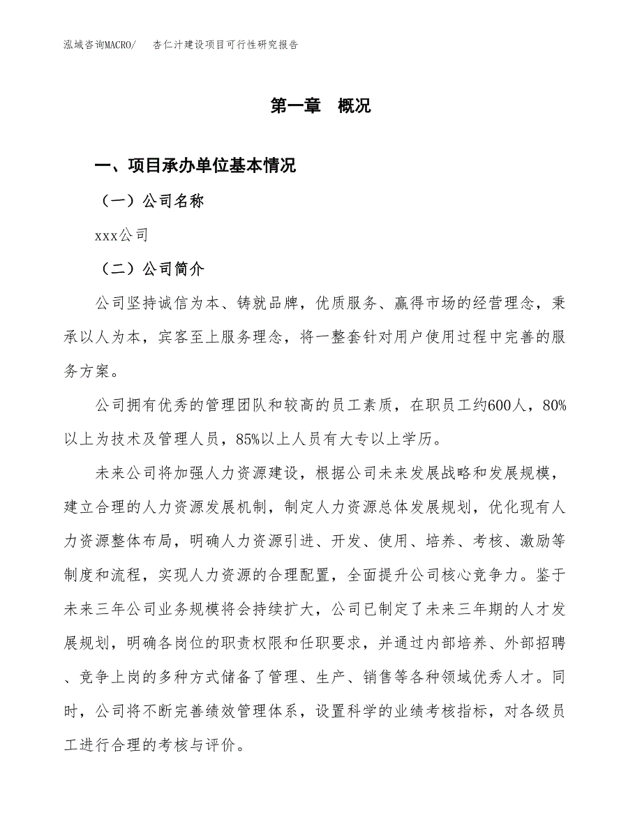 杏仁汁建设项目可行性研究报告（word下载可编辑）_第4页