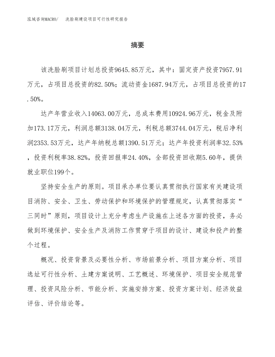 洗脸刷建设项目可行性研究报告（word下载可编辑）_第2页