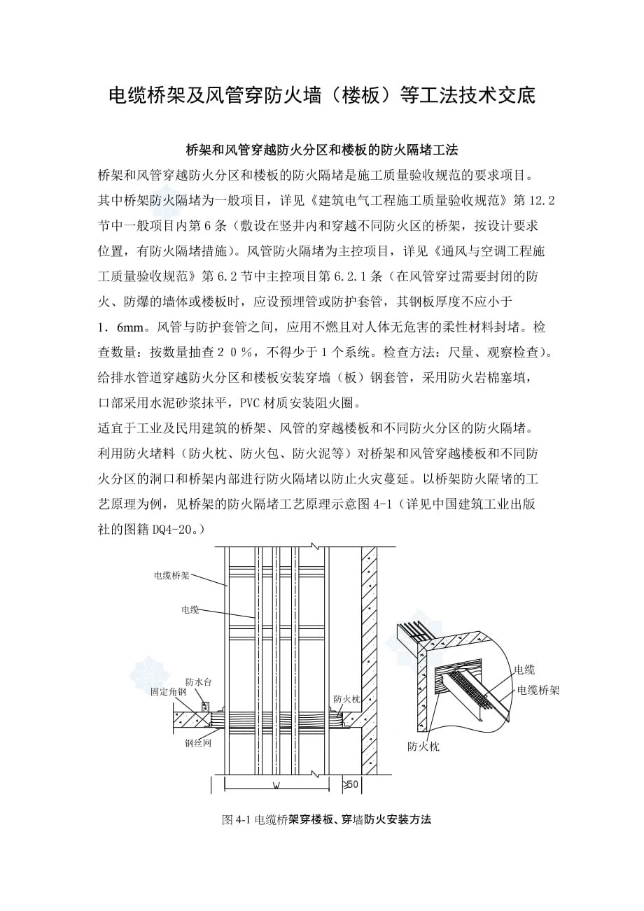 电缆桥架及风管穿防火墙_第1页