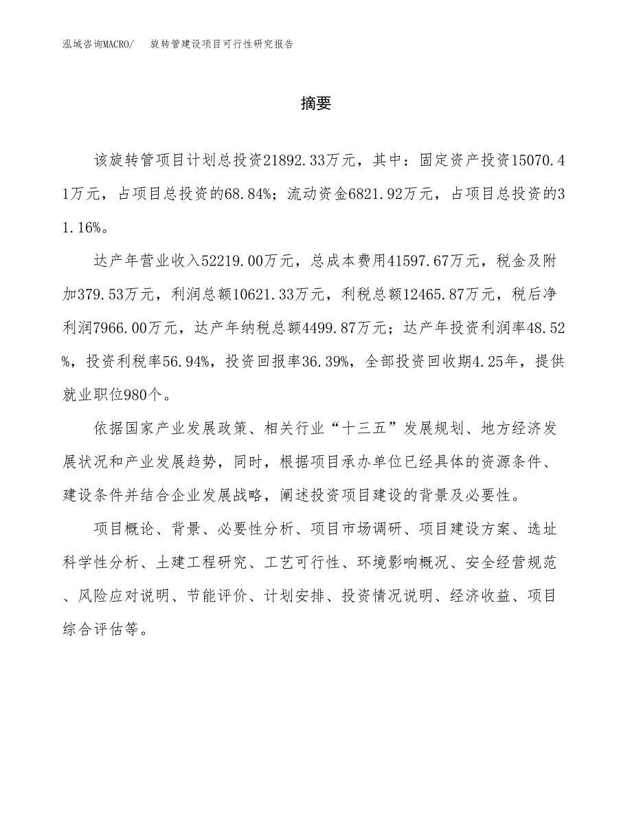 旋转管建设项目可行性研究报告（word下载可编辑）_第2页