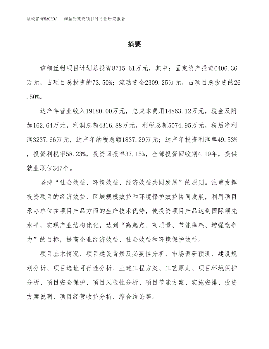 细丝钳建设项目可行性研究报告（word下载可编辑）_第2页