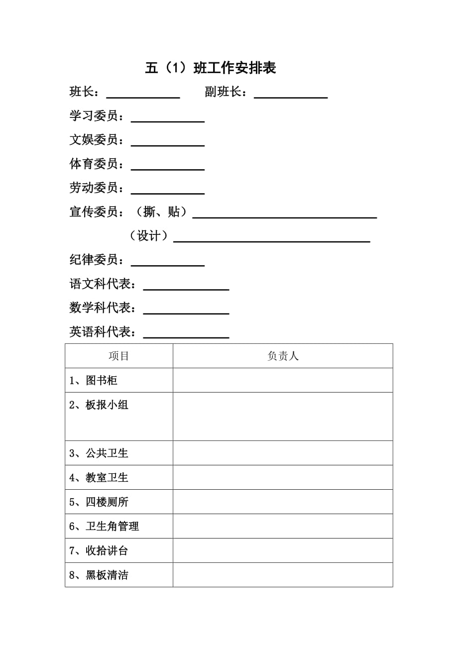 小学班级干部岗位设置模板_第1页