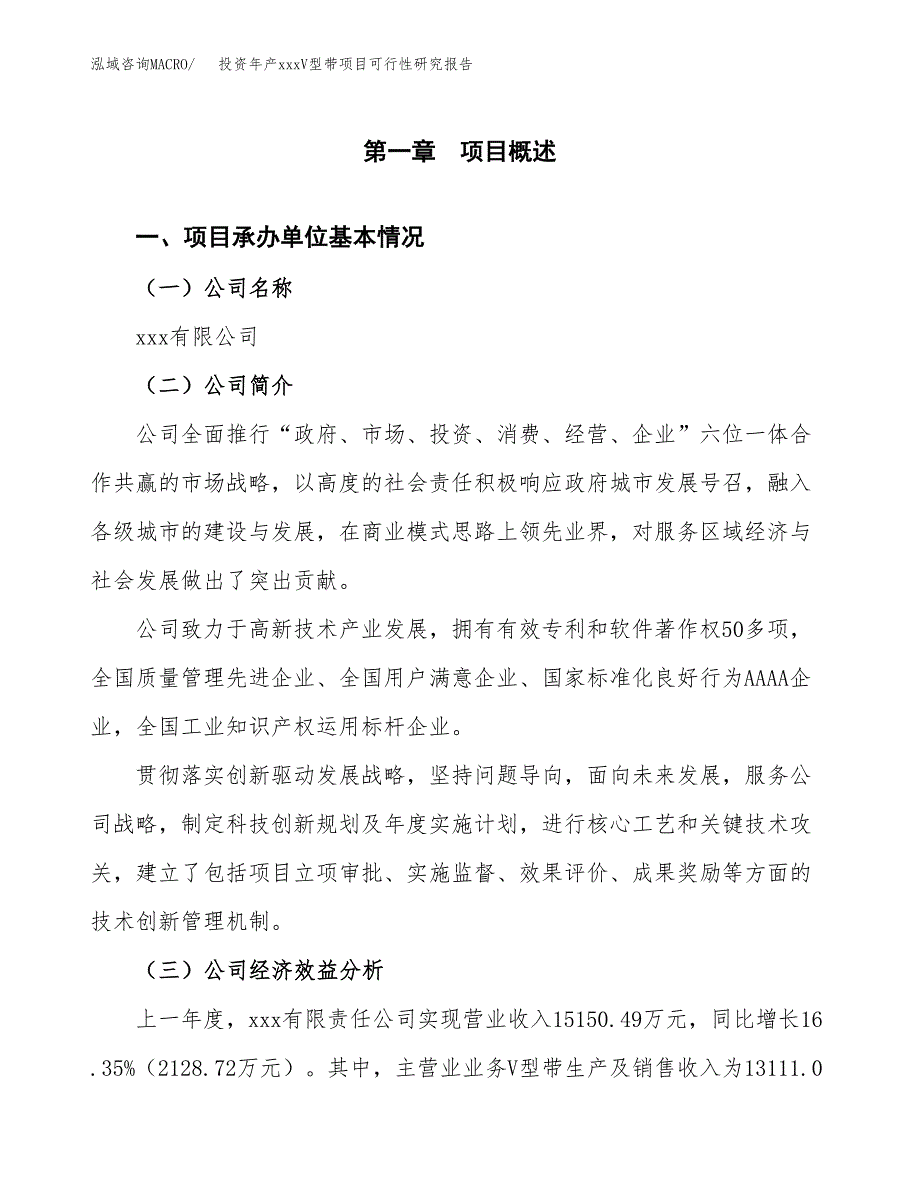 投资年产xxxV型带项目可行性研究报告_第4页