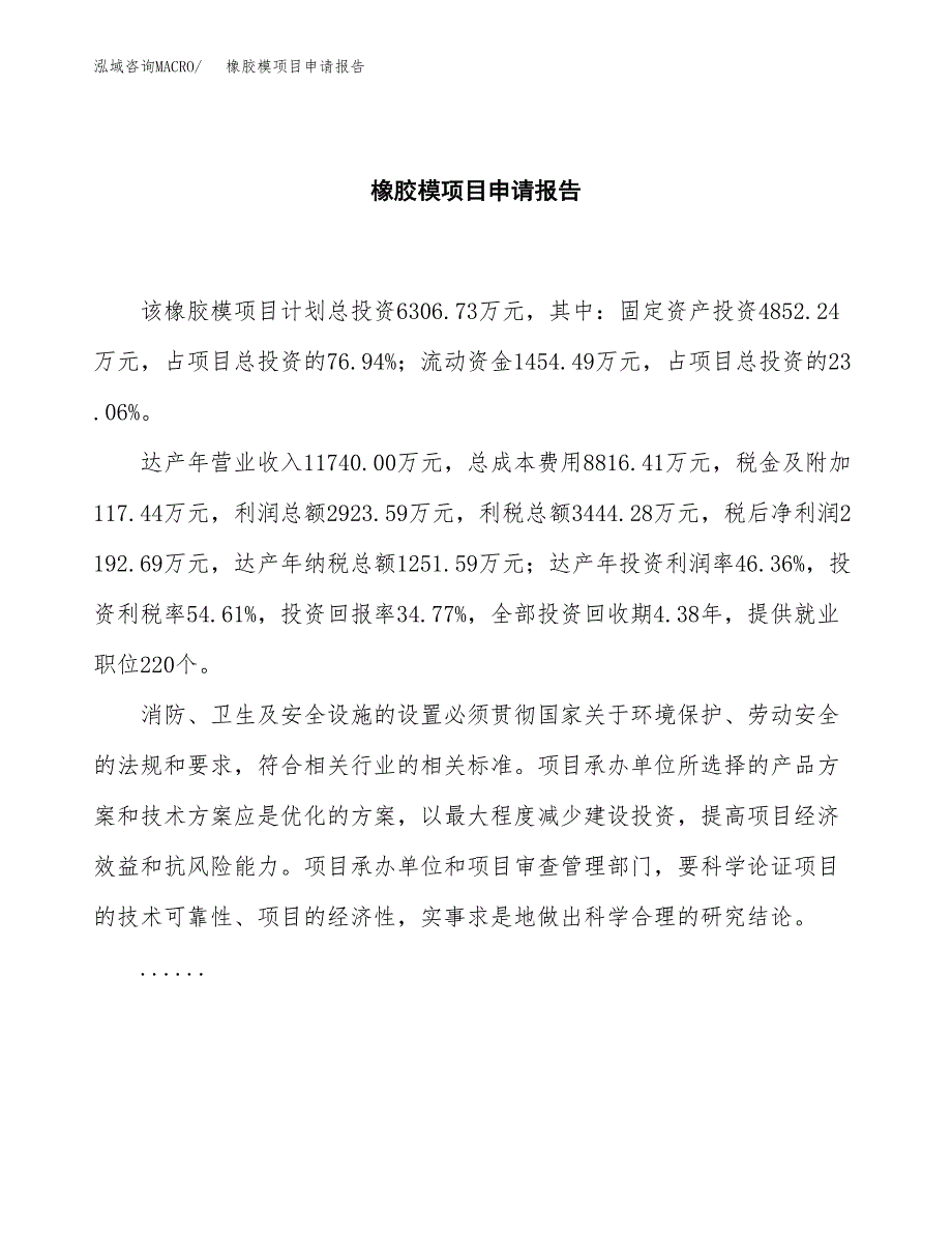 橡胶模项目申请报告(word可编辑).docx_第2页