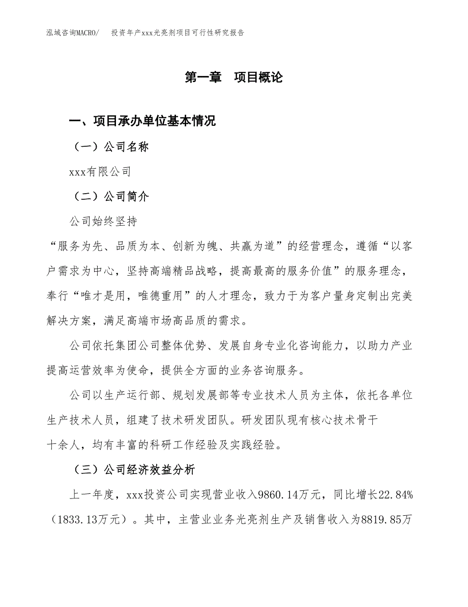 投资年产xxx光亮剂项目可行性研究报告_第4页