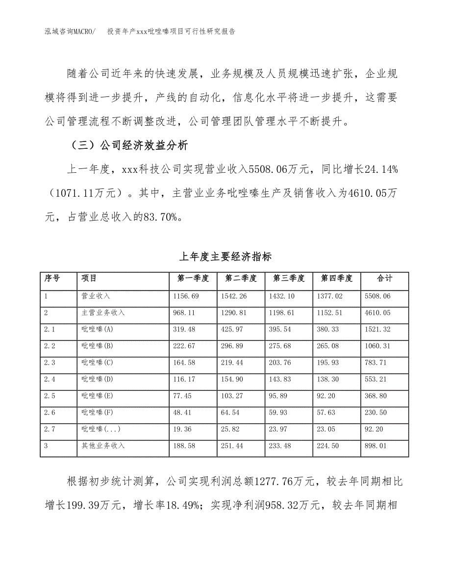 投资年产xxx吡唑嗪项目可行性研究报告_第5页