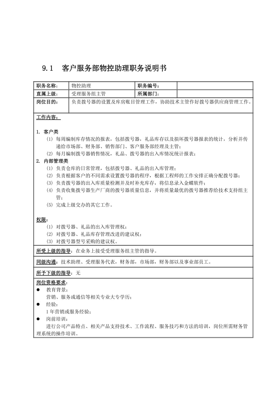 客户服务部物控助理与技术助理岗位职责.doc_第1页